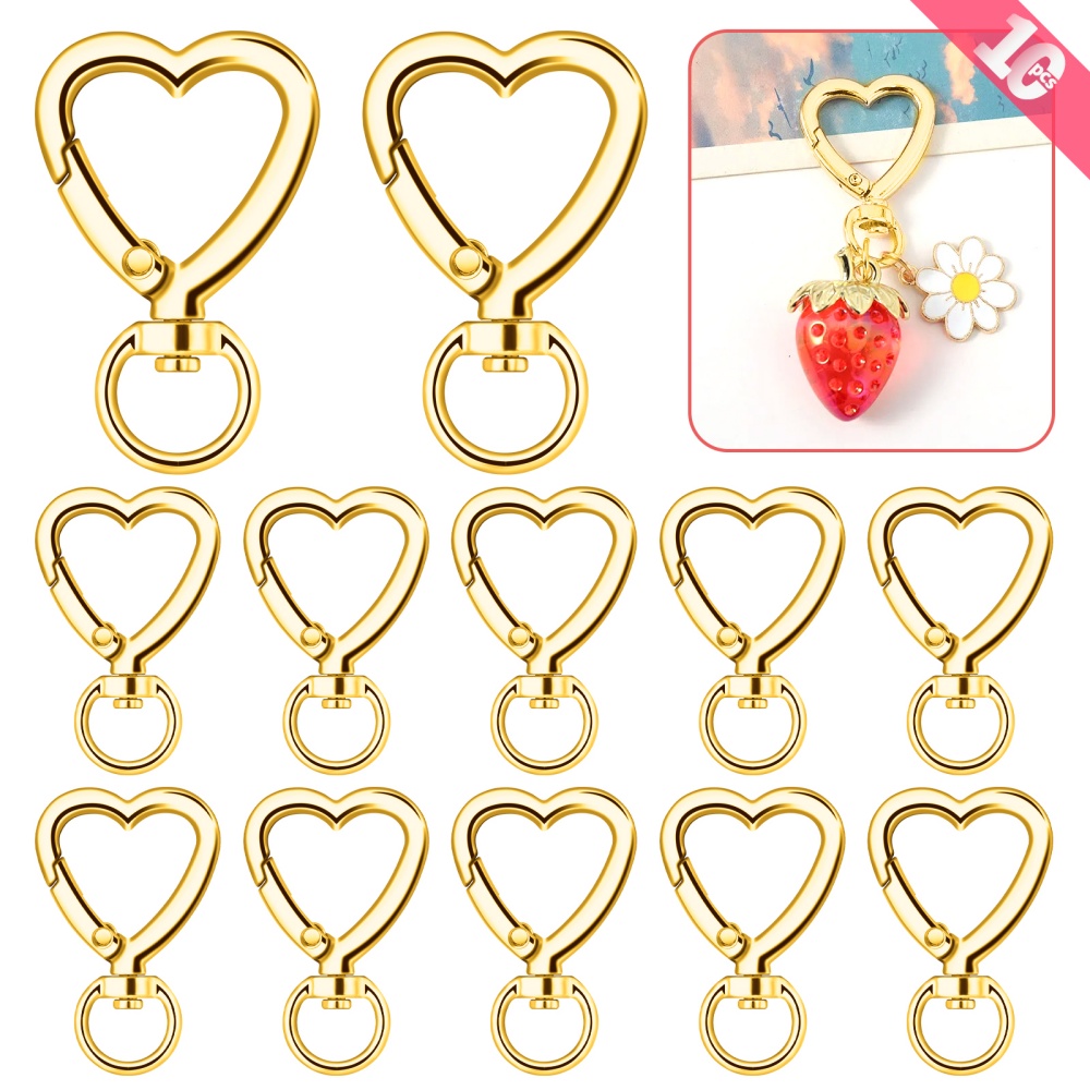 10pcs Metal Heart Lobster Claw - Fishing Swivel Connector ulasan dan harga
